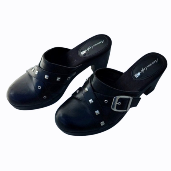 American Eagle Outfitters Shoes - Studded Chunky Heeled Slip-on Moto Platform Mules Clogs Y2K (7.5)